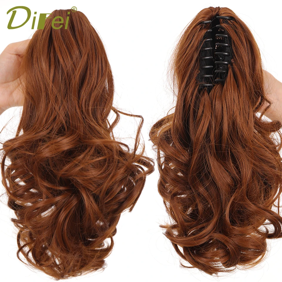 DIFEI Synthetic Wig Hairpin Ponytail Hair Extension Wig Natural Black Heat-resistant Women\'s Wig Clip Ponytail Curly Hair