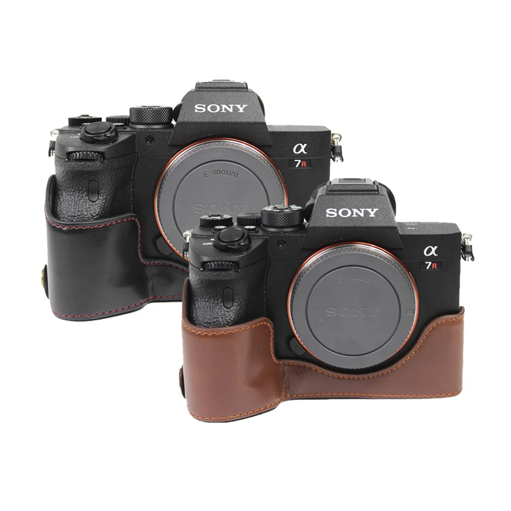 PU skóra pół futerał na aparat dno torby etui na sony A7II A7S II A7R II A9 A7R3 A7 III A7R III A7R4 A7R IV