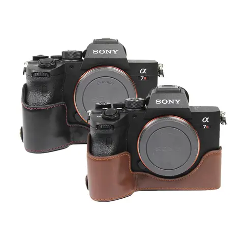 PU 가죽 하프 카메라 케이스, 소니 A7II A7S II A7R II A9 A7R3 A7 III A7R III A7R4 A7R IV 용 하단 가방 커버