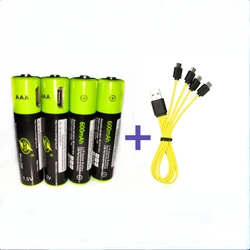 Hot sale 4PCS ZNTER USB 1.5V AAA rechargeable battery 600mAh USB rechargeable lithium polymer battery +1PCS Micro USB cable