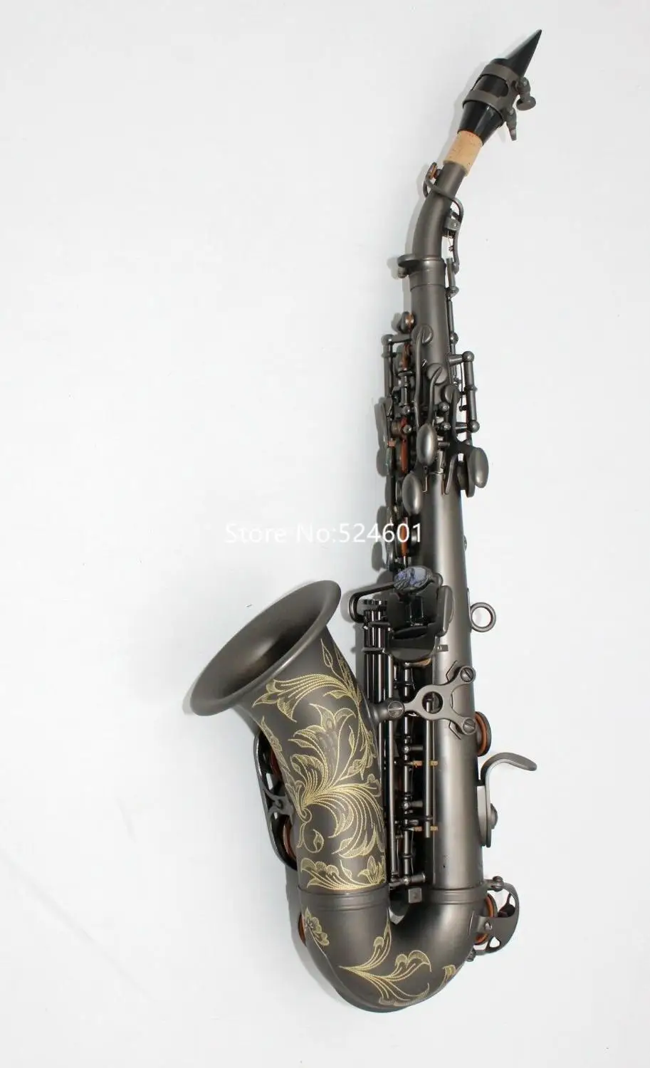 Hot Selling Curved Soprano Saxophone B Flat Matt Black Plated Musical instrument Professional With Case Free Shipping