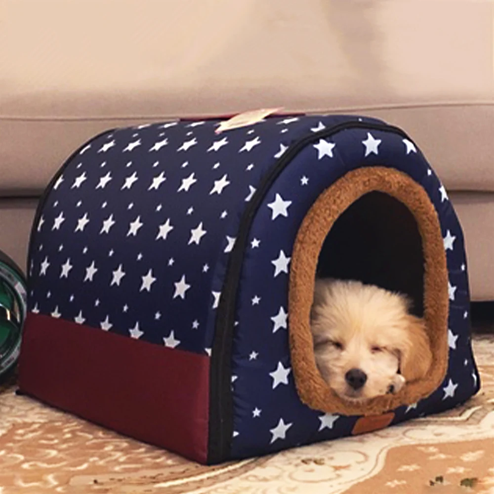 

(S-L) Medium Dog Kennel Indoor Soft Comfortable Puppy House Removable Small Dog Bed Cave Winter Warm Pet Sleeping Mat Portable