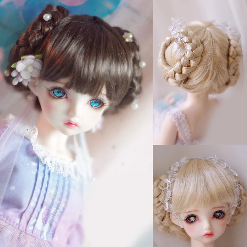 

D03-P595 children toy BJD DD SD MSD 1/6 1/4 1/3 doll's Photo props Accessoriess Golden brown twist braid hair 1pcs