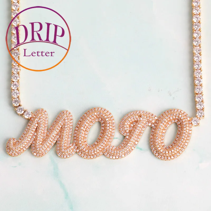 Drip Letter Custom Name Necklace for Women Real Gold Plated Jewelry Wholesale Items for Business