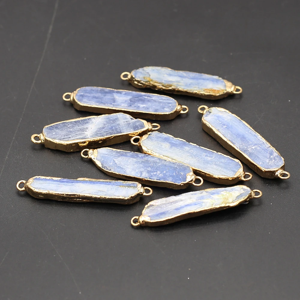 1PC Natural Blue Kyanite Quartz Charms Connector Irregular Healing Pendulum Rock Crystal Pendant for Jewelry Making DIY Necklace