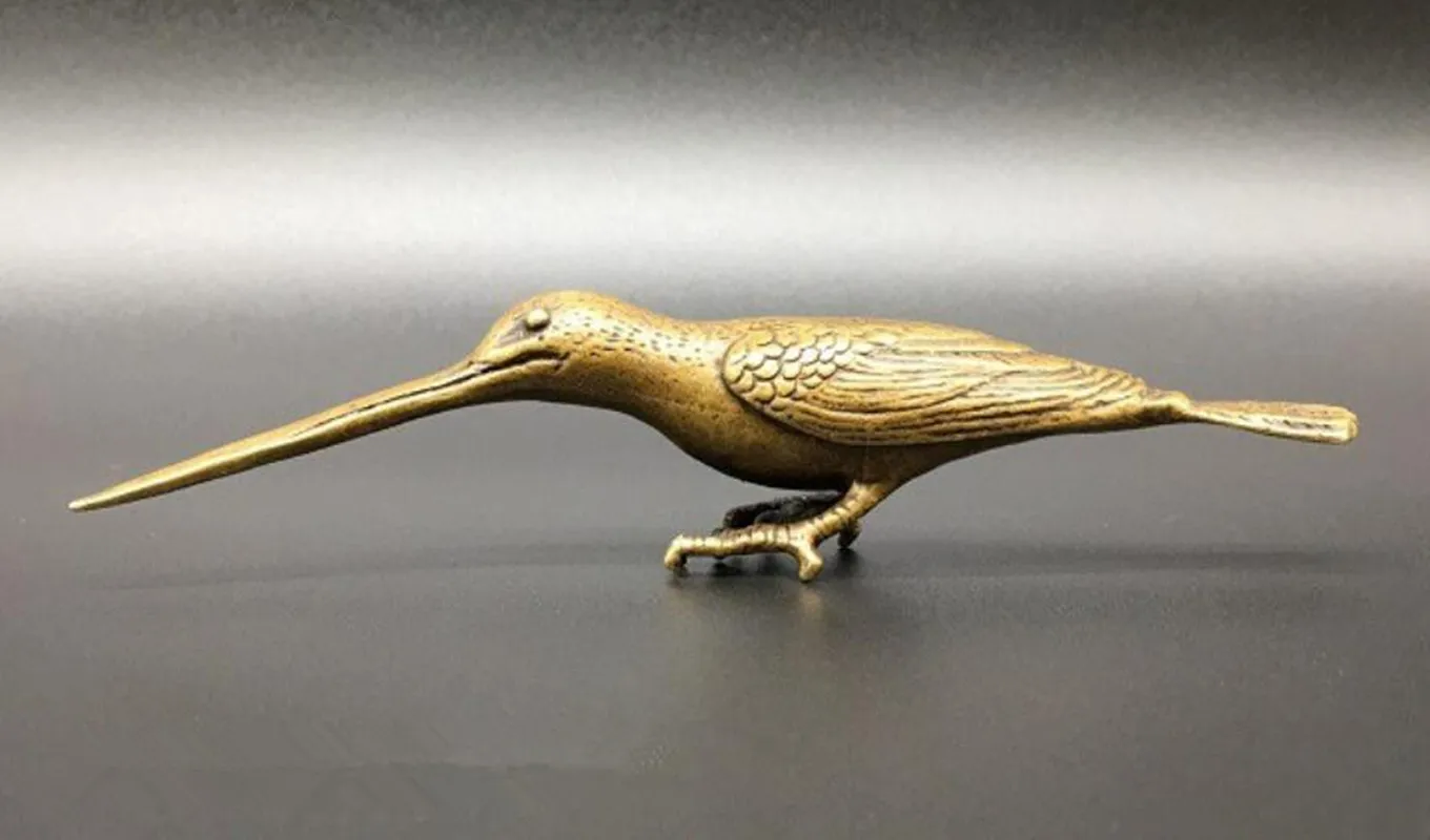 Archaize pure brass Long mouth bird small statue