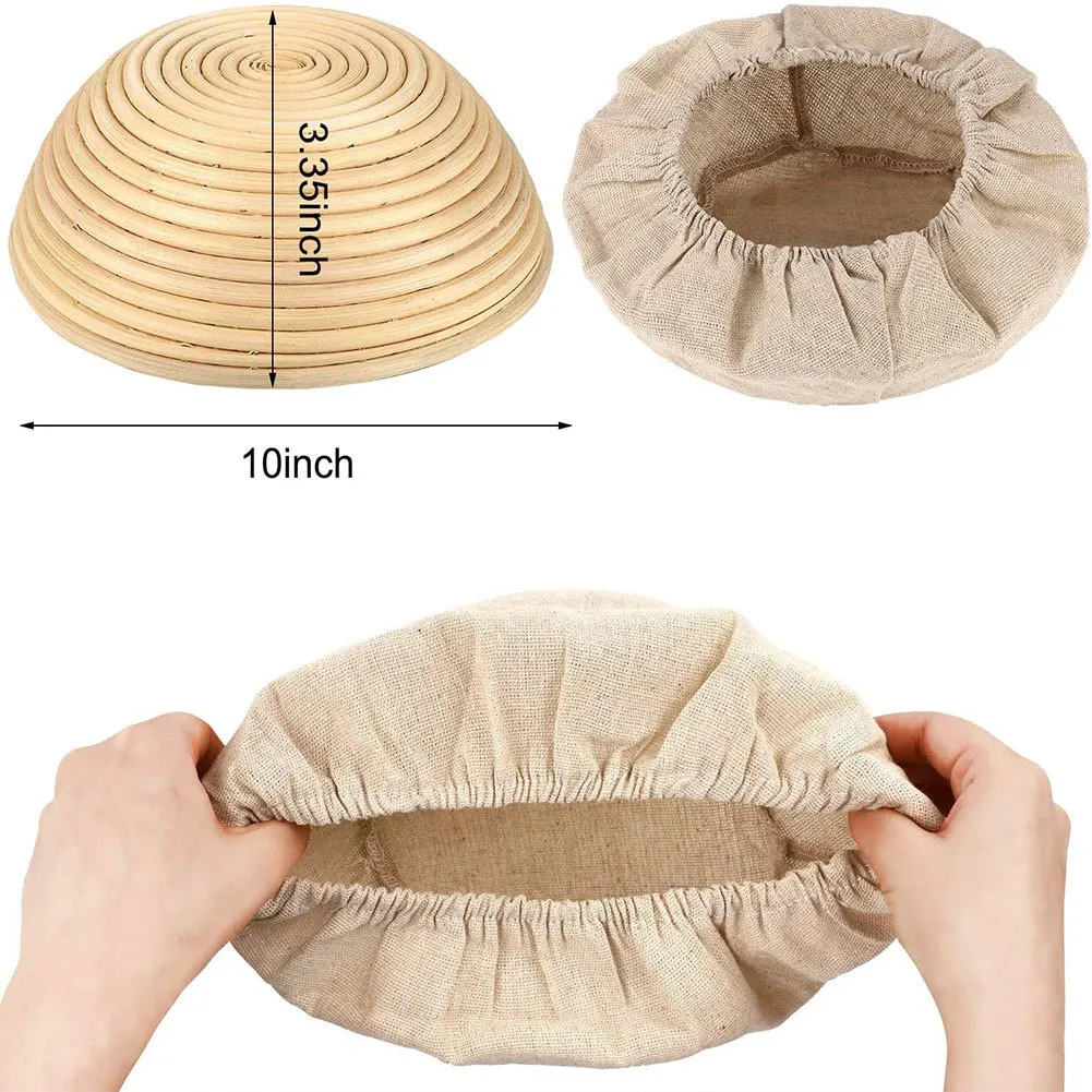 6 PCS Round Bread Proofing Basket Cloth Liner Banneton Sourdough Bread Proofing Natural Rattan Baking Dough Basket Cover New