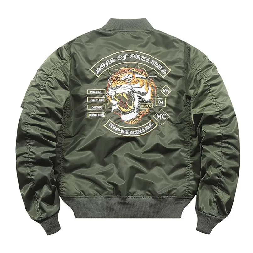 Spring Bomber Jacket Men Tiger Embroidery Coat Male Military Waterproof Windbreaker For Boy Army MA1 Jacket 2023 Sukajan