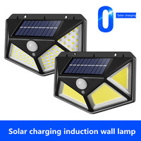 100 LED Solar Light Outdoor Solar Lamp 3 Modes PIR Motion Sensor Wall Powered Sunlight Lamp IP65 Waterproof Garden Decoration