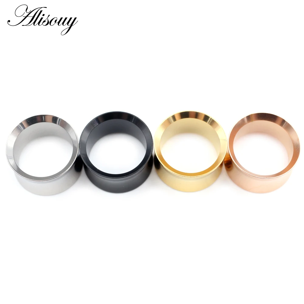 Alisouy 2pcs Stainless Steel Hollow No-Screw Flare Ear Tunnels Plugs Expander Stretcher Gauges Earrings Body Piercing Jewelry