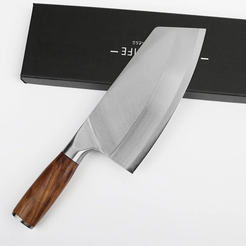 Chinese Chef Knife Stainless Steel Cleaver Kitchen Knife Razor Sharp Slicing Knife Meat Chopping Knife Wood Handle Butcher Knife