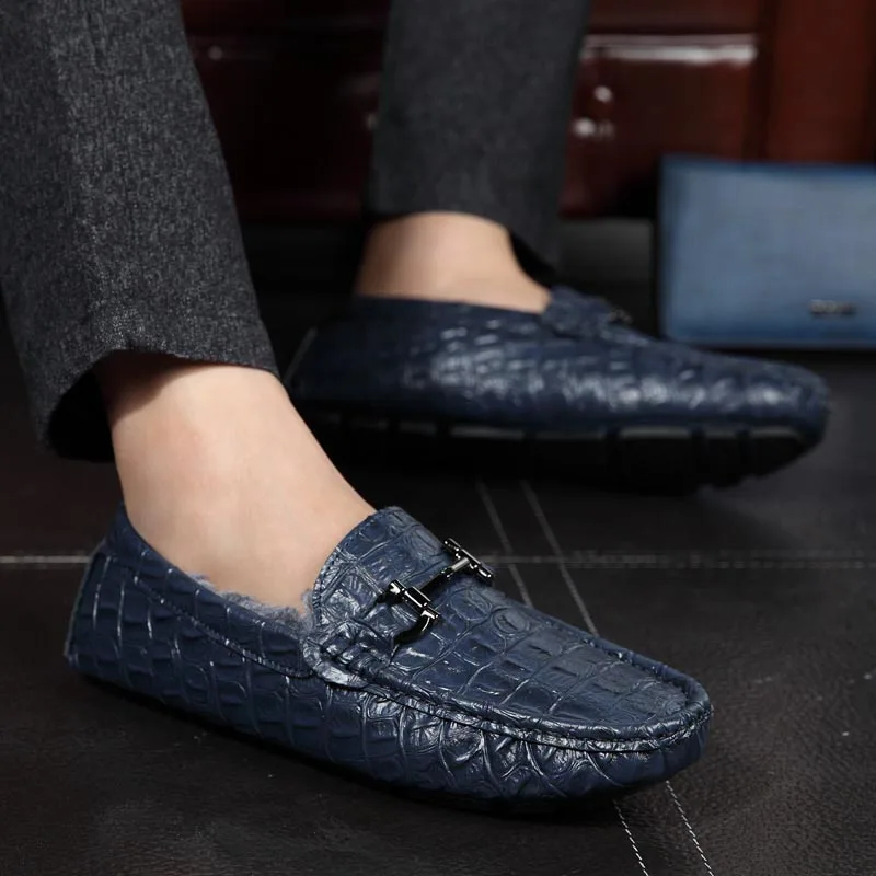 Fur Men Loafers Shoes 2021 Winter Brand Comfy Male Footwear Man Moccasin Fashion Shoes Men Slip-On Men\'s Flats Men Casual Shoes