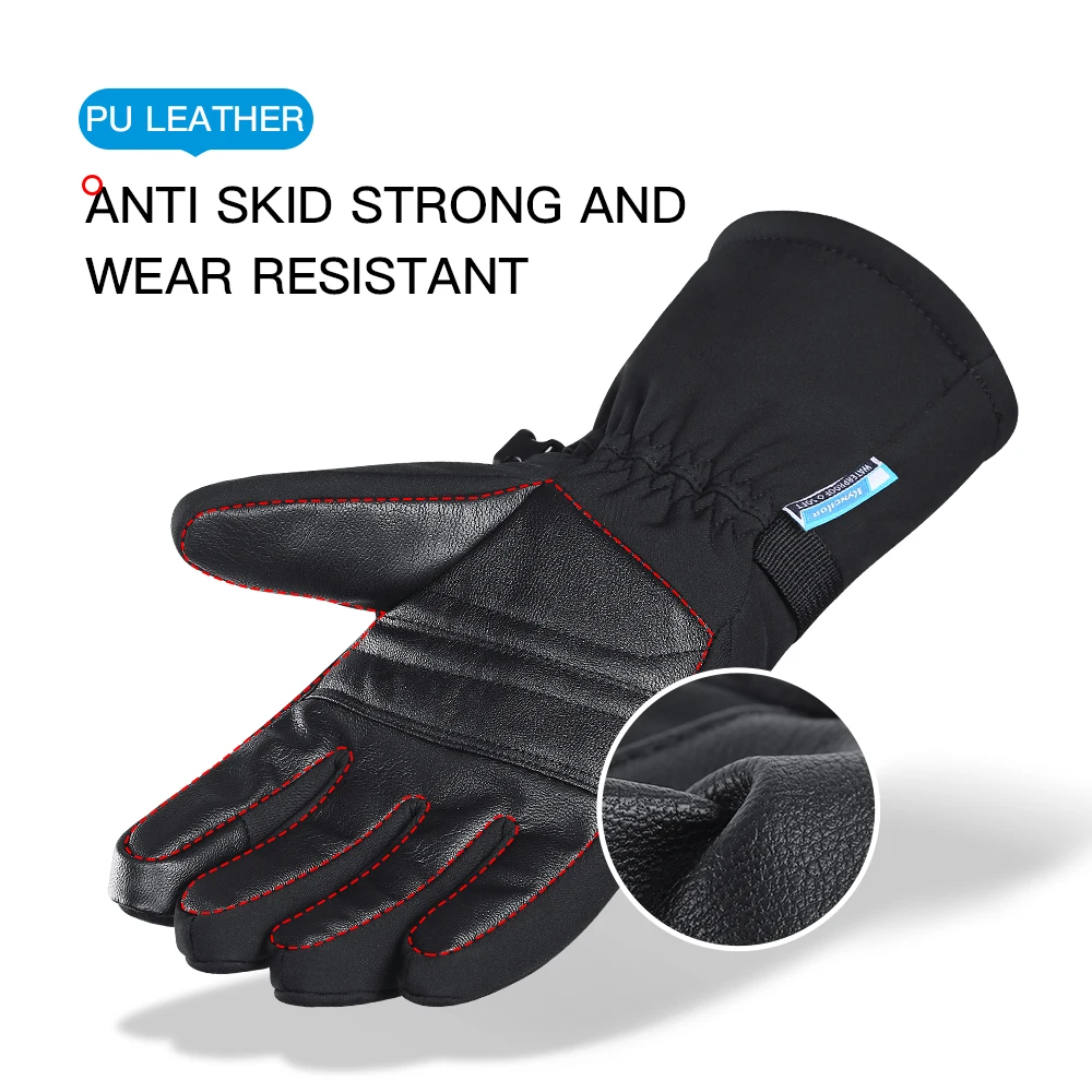 Cool Winter Men Women Ski Gloves Touch Screen Outdoor Sports Skiing Gloves Windproof Waterproof PU Resistance Cloth Snow