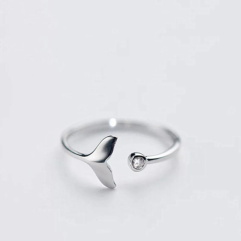 

925 Sterling Silver Rings For Women dolphin Open Ring Hypoallergenic Sterling Silver Jewelry Gifts For Girls