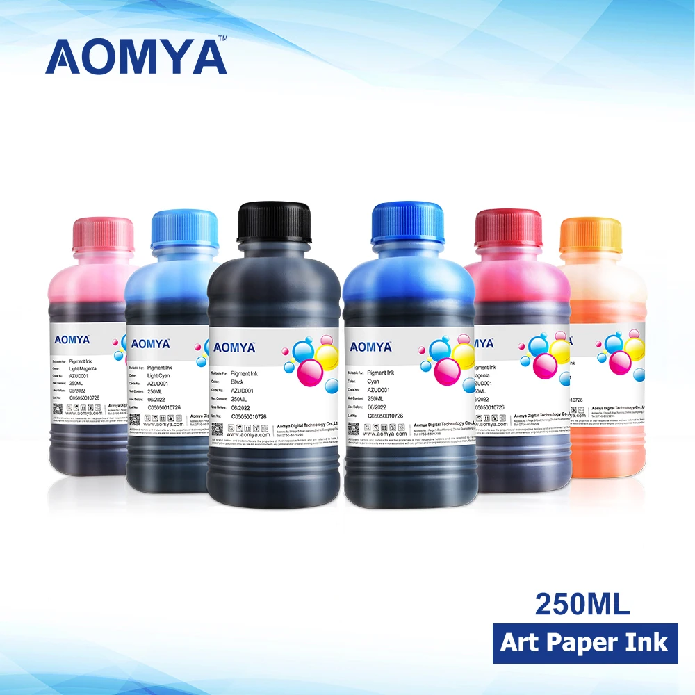 aomya 6x250ml tinta de papel de arte compativel para impressora epson r280 r290 r330 l800 l801 l805 l1800 1390 1400 1410 01