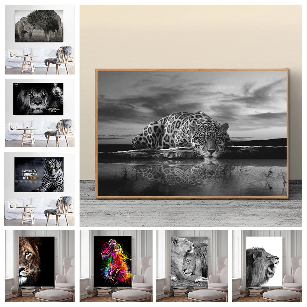 Cheetah Canvas Painting Animal Wall Art  Landscape Posters and Print Wall Pictures for Living Room Decoration Home Cuadros Decor