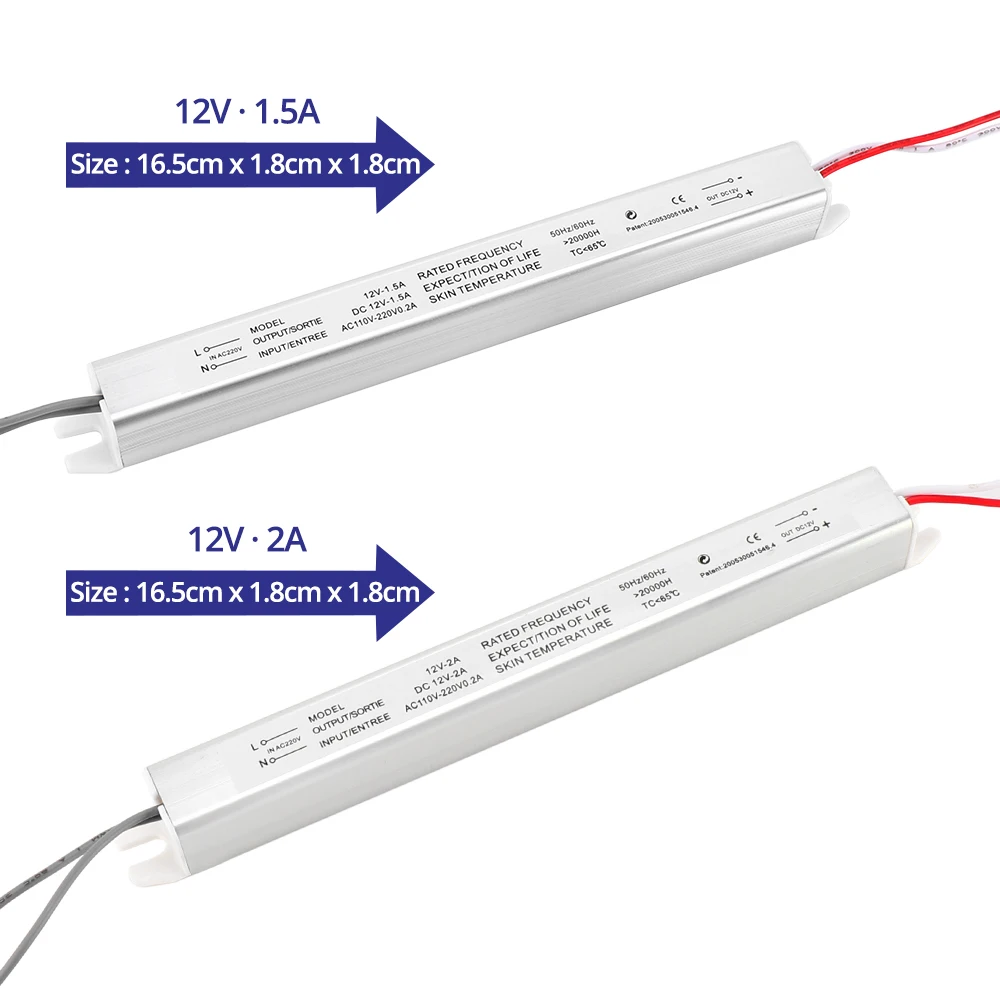 Ultrathin 12V Power Supply 1.5A 2A 3A 4A 5A Switching LED Driver Lighting Transformer 220V 12V 24V 18W 24W 36W 48W 60W 72W