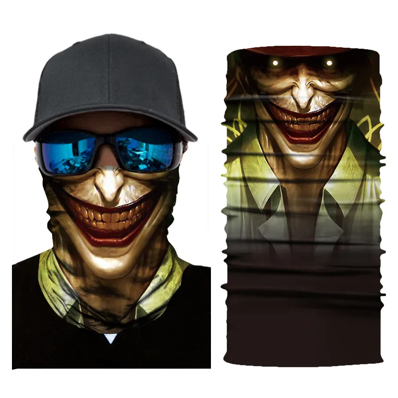 Multifunction Cycling Scarf Bandanas Funny Grimace Skull Seamless Magic Face Mask Neck Warmer Shield Fishing Headband Men Women