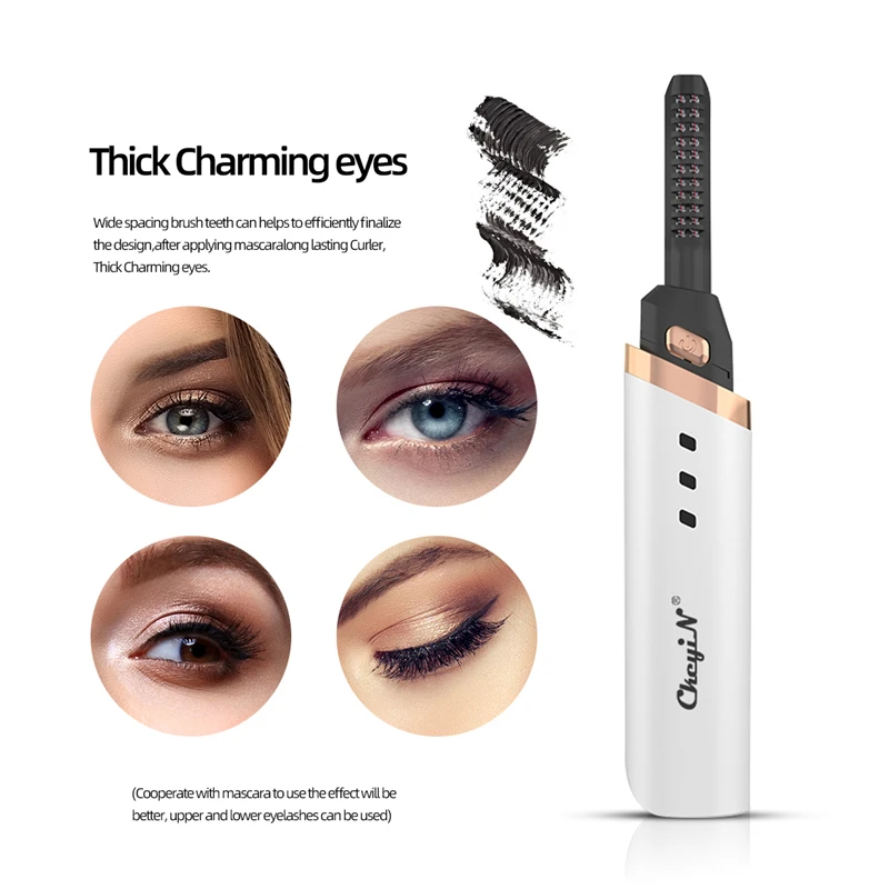 CkeyiN Electric Heated Eyelash Curler USB Charge Makeup Curling Kit Long Lasting Natural Ironing Eye Lash Curler Beauty Tools