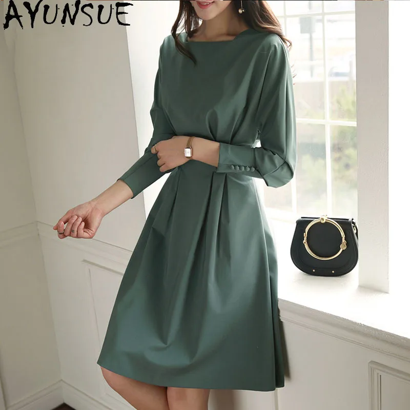 

AYUNSUE High Quality Korean Spring Dress Woman High Waist Dress Autumn 2021 Long Sleeve Elegant Dresses for Women Vestido Mujer