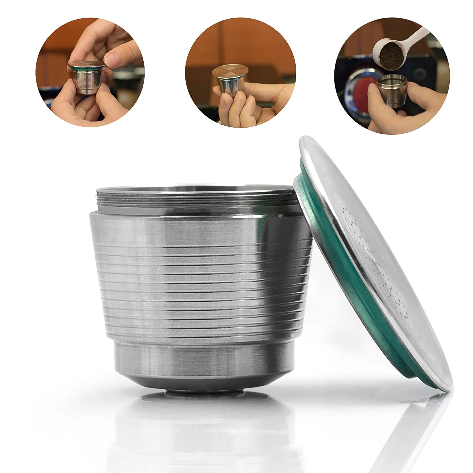 Drop Shipping Shop Coffee Capsules Espresso Reusable Nespresso Coffee Capsule Stainless Steel Cup With Lid