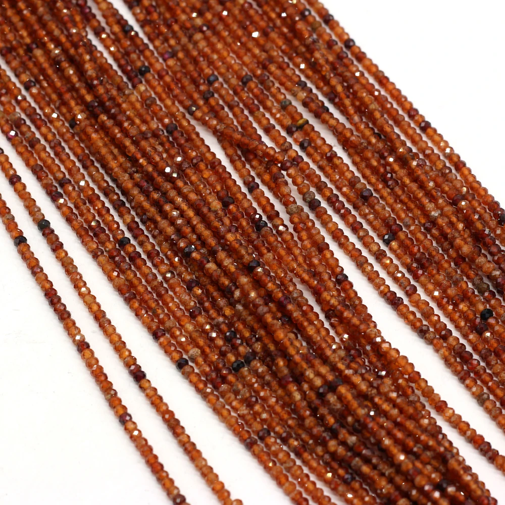 3x2mm Genuine Natural Orange Spessartine Beads Small Faceted Stone Loose Beads for Jewelry Making DIY Bracelet Necklace 14\'\'