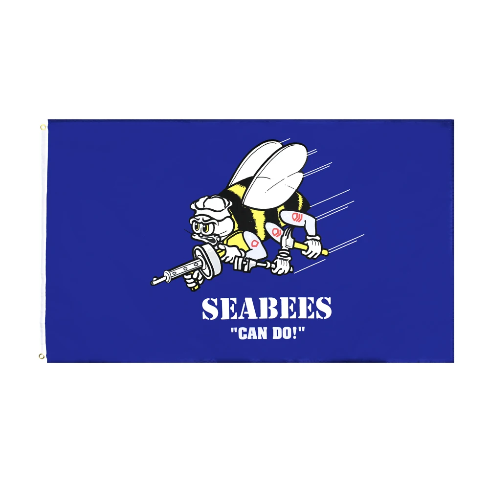 Xiangying Hanging 90x150cm Seabees Sea Bees Blue Navy Can Do Flag