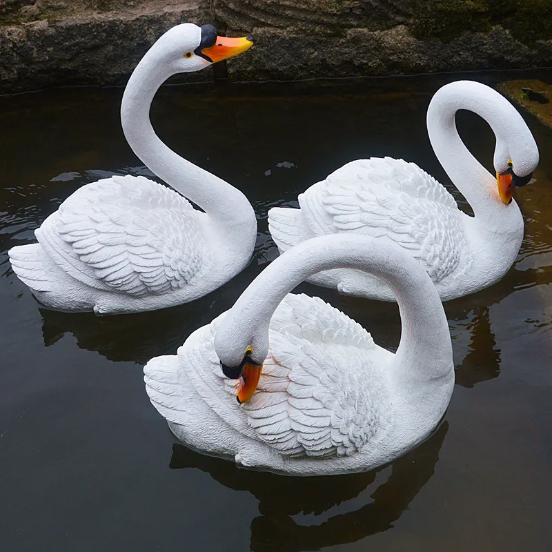 

Outdoor Simulation Floating Water Swan Resin Sculpture Outdoor Garden Pool Figurines Decoration Park Lawn Pond Ornaments Crafts