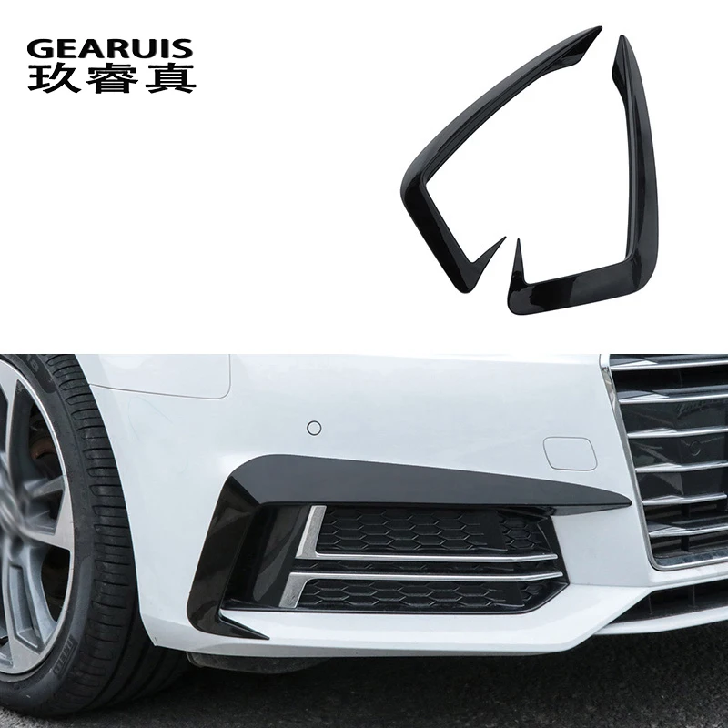 Car Styling Front Fog Lamp Wind Knife Cover Strips Trim For Audi A4 B9 2017-2019 Spoiler Air Knife Exterior Modified Accessories