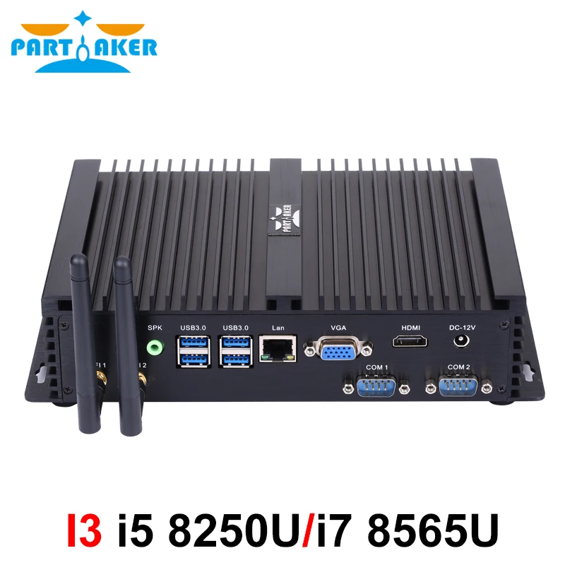 Core i7 8550U i7 8565U 2 RS232 COM industriale mini pc i5 8250U intel NUC Lan HDMI VGA Quad Core 8th gen Fanless del computer