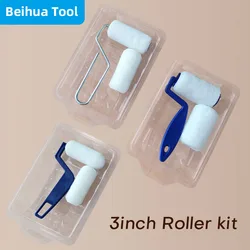 4PCS/set 3inch Paint Roller Brush Paint Tray kit 7.5cm Painting Tools Small Rollers for Kid Drawing Mini rolls Short hair