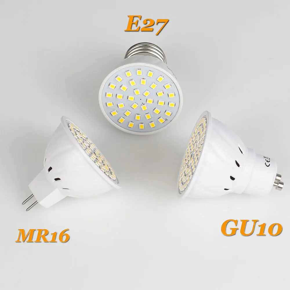 5Pcs GU10 LED E27 Lamp MR16 Spotlight Bulb 36 54 72leds lampara 220V 110V GU 10 bombillas led MR16 12V 24V Lampada Spot light