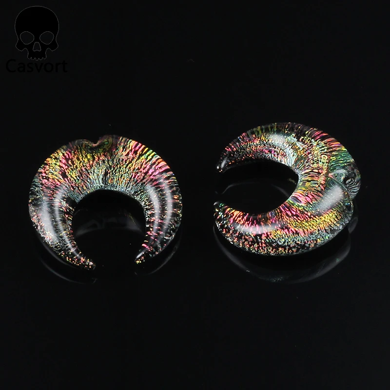 Casvort 2PCS Colorful Crescent Piercing Ear Plugs Expanders Earring Strechers Fashion Gift For Unisex Jewelry Body Sell By Pair