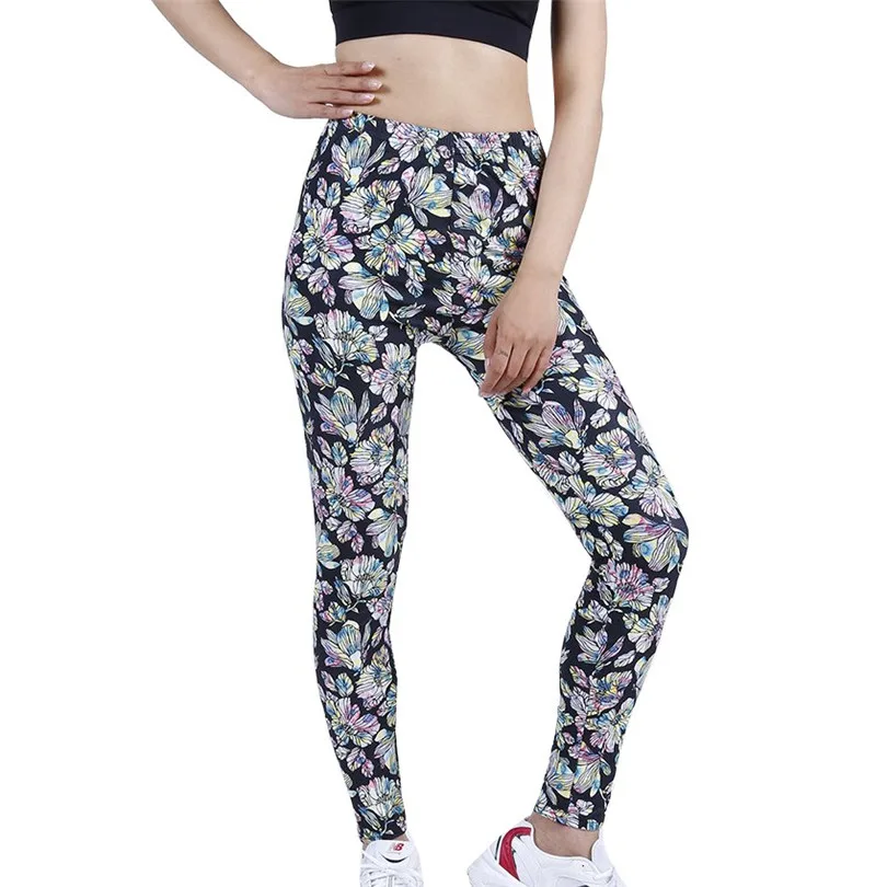 YGYEEG – Leggings de Fitness taille haute pour femmes, collants, vêtements d'entraînement, de course, à motif floral, pantalon confortable élastique