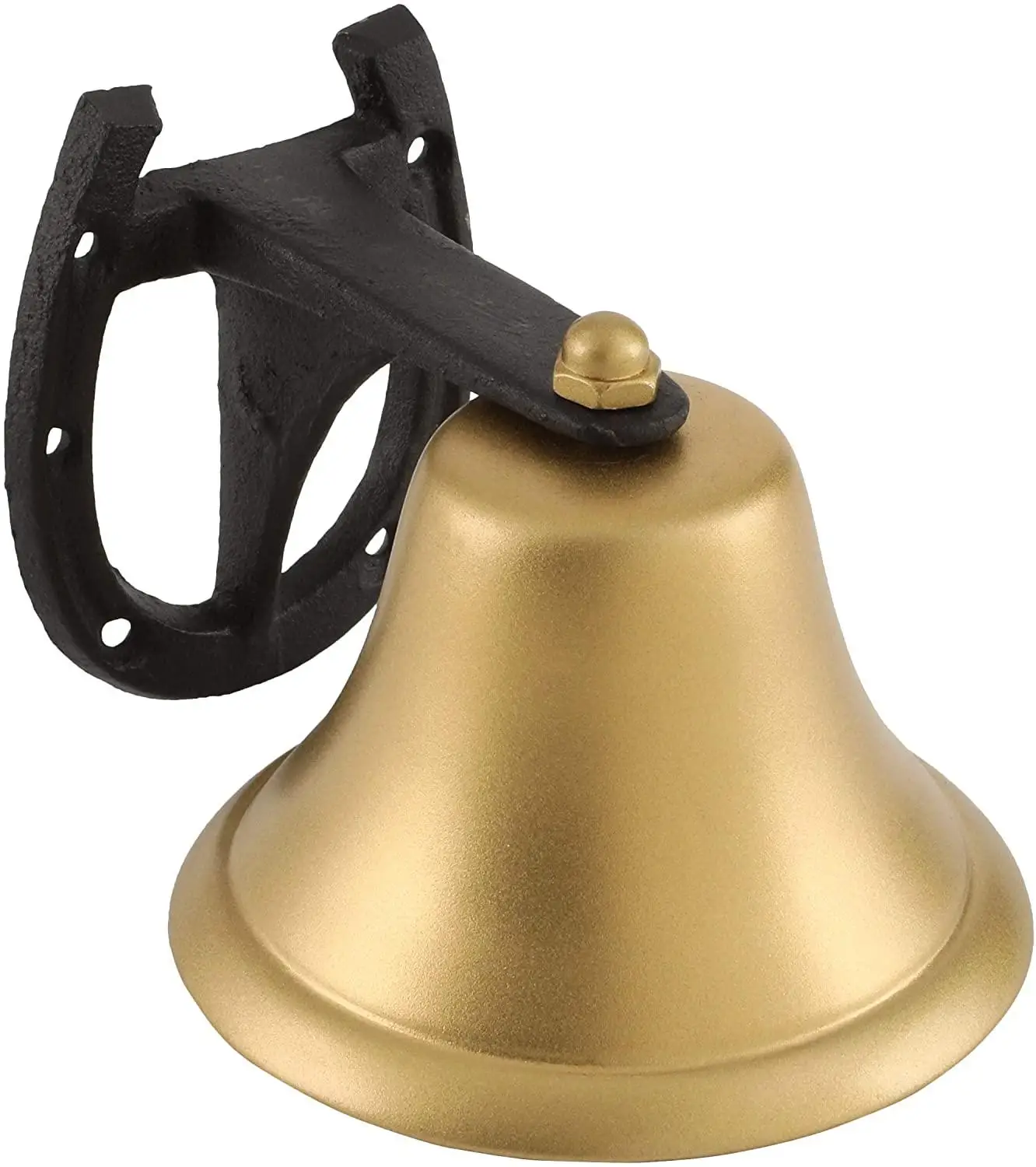 Outdoor Dinner Bells Made of Gold Cast Iron | Bracket Mounts Bell to Both Indoor Wall Surfaces