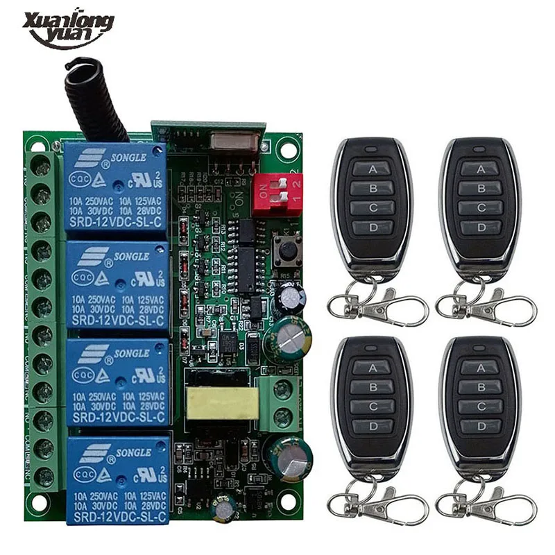 AC110V 220V 230V 4CH 4 CH 4 kanałowy 10A przekaźnik pilot bezprzewodowy RF System przełączania 315 MHz 433 MHz nadajnik i odbiornik