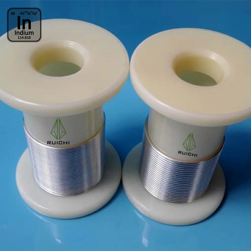 99.995% pure 0.5/0.8/1/1.5/2/2.5mm diameter Indium Wire, 1 meter per spool