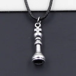 New Black Leather Cord Choker Chess King Queen Rook Knight Bishop Pawn Charm DIY Necklace Tibetan Pendant Dropshipping