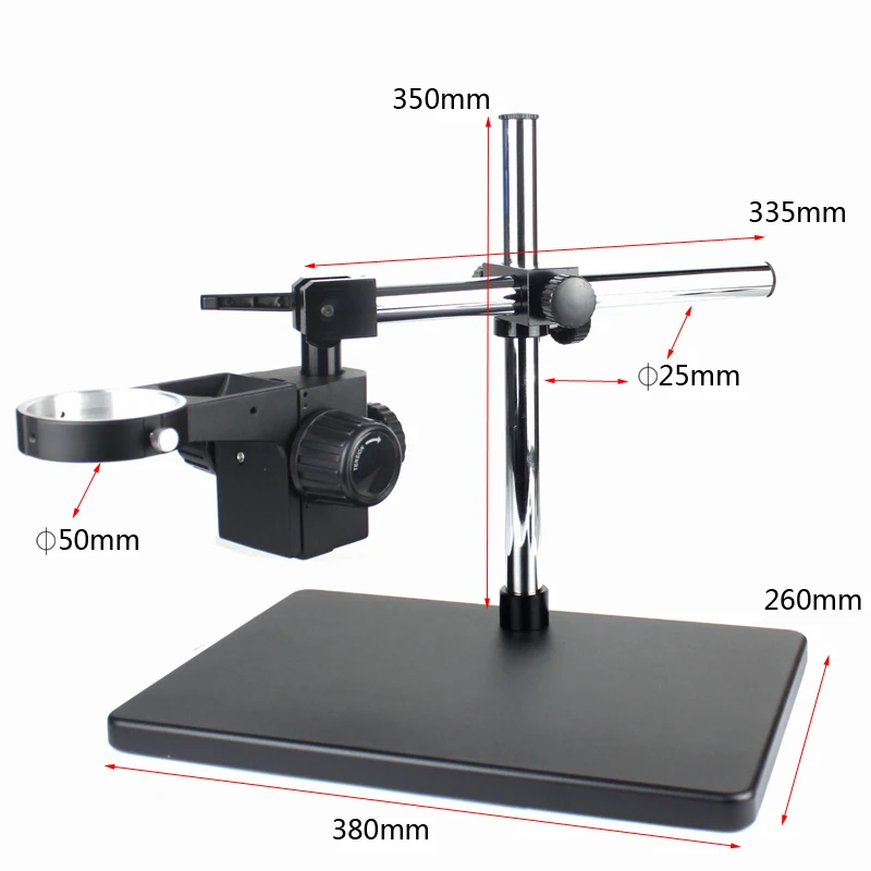 Staffa per supporto per obiettivo per videocamera per microscopio elettronico industriale 50mm banco da lavoro per manutenzione rotante universale a