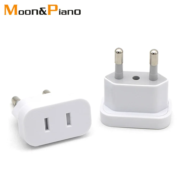 1PC US To EU Plug USA To Europe Travel Wall AC Power Plug Safety Door Design Charger Outlet Adapter Converter 2 Round Pin Socket