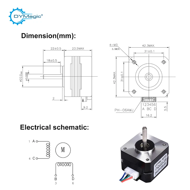 3D ชิ้นส่วนเครื่องพิมพ์ Nema17 17HS4023 4ตะกั่ว Nema 17 Stepper Motor 42มอเตอร์สำหรับ Titan Extruder 1.0A 12V 14N.ซม.3D มอเตอร์เครื่องพิมพ์