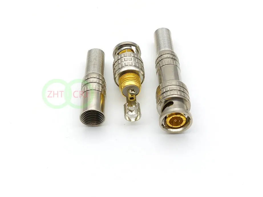 100pcs Gold BNC Male Video Plug Coupler Connector to screw for RG59 Cable CCTV camers New