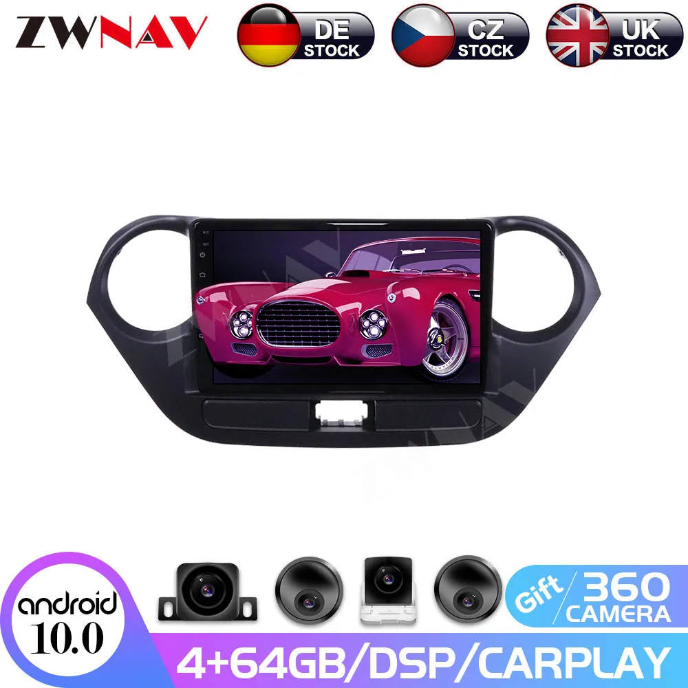 Android 10 4+128G PX6 For Hyundai I10 2013 2014 2015 2016 IPS HD Screen Radio Car Multimedia Player GPS Navigation Audio Video