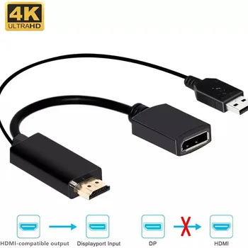 HDMI-DisplayPort 변환기 어댑터 남성에 여성 확장 4K 케이블 3840x2160 노트북 PC 용 USB 2.0 전원 