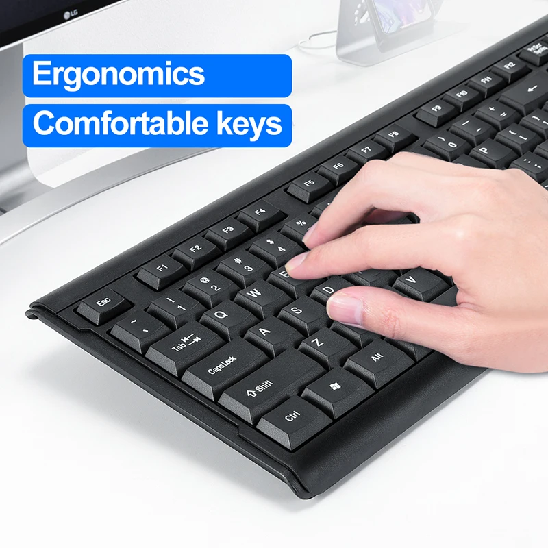 Home Office Wired Computer Keyboard Mouse Combo Ergonomic USB Desktop Keyboard Classic Standard 104 Keys for PC Laptop Notebook