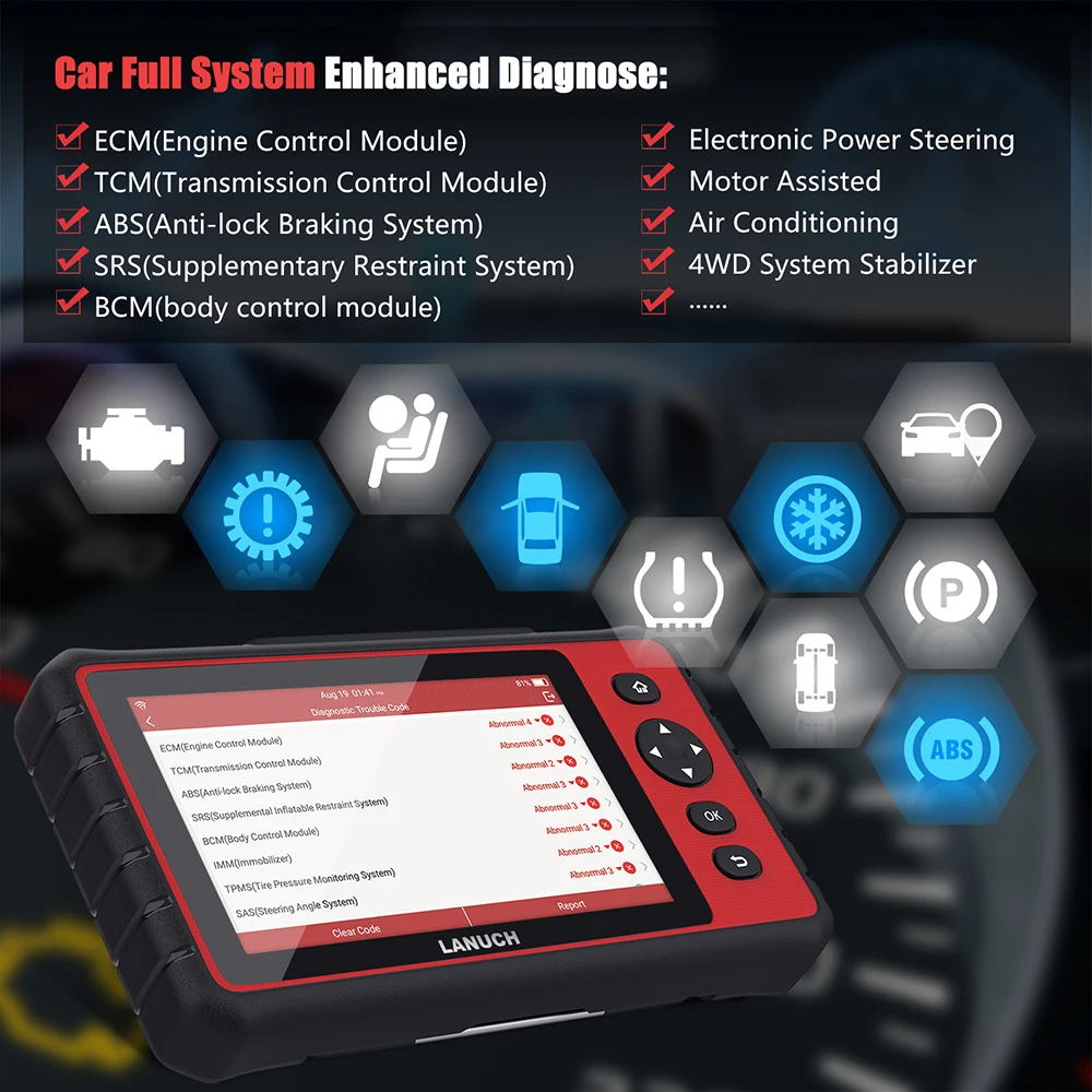 Launch CRP909C OBD2 Tools Professional Diagnostic Scanner Full System Code Reader TPMS DPF Airbag Oil Reset Launch Auto Tools