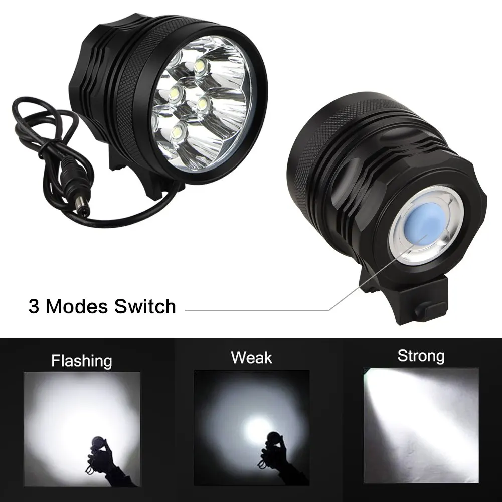 10000 Lumen Bicycle Light 7*XML T6 LED Bike Headlight Lantern Cycling Front Lamp Led Night Riding Flashlight 3 Modes No Battery