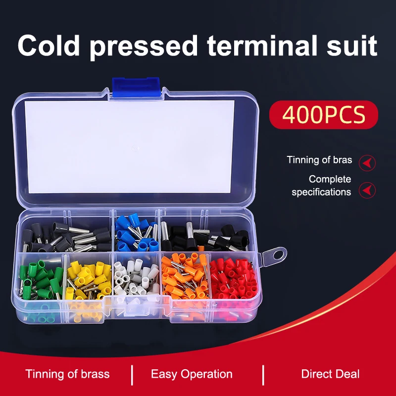 400Pcs Rohr Typ Elektrische Draht Conector Crimp Anschlüsse Draht Terminal Stecker Kabel Terminals End Crimps Isolierte Sortiment