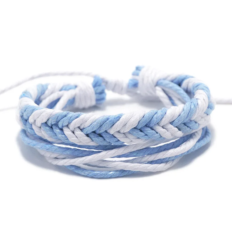 14 Styles Boho Handmade Multi-layer Cotton Rope Bracelet Neutral Adjustable Outdoor Survival Bracelet Birthday Party Jewelry