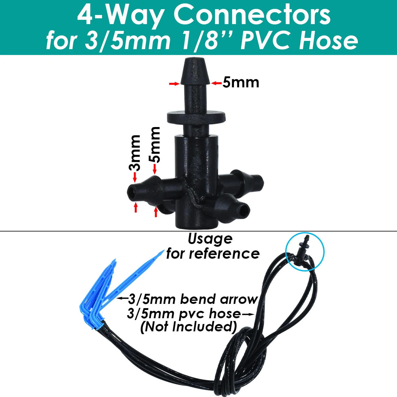 SPRYCLE 25 sztuk kolczasty 3/5mm 1/8in wąż prosty 2-Way 4-Way szybkie złącze nawadniania kropelkowego ogród do rozdzielacza rur wspólne podłączyć